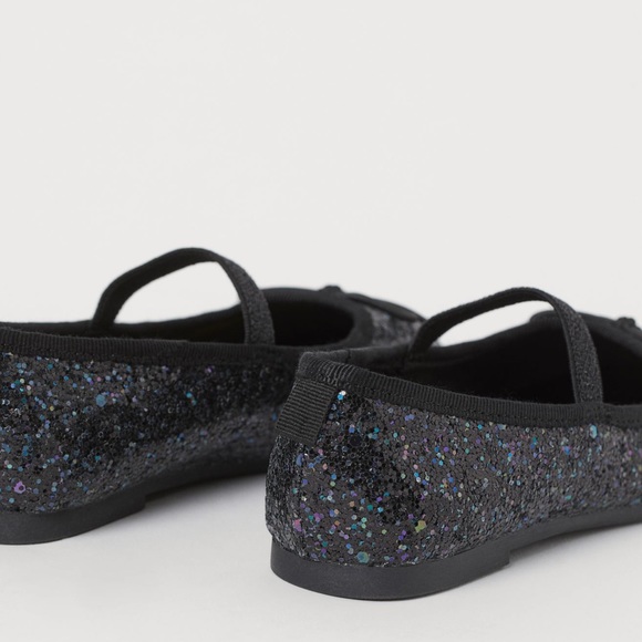 H&M Black glitter ballerina shoes with bow detail - Picture 2 of 9